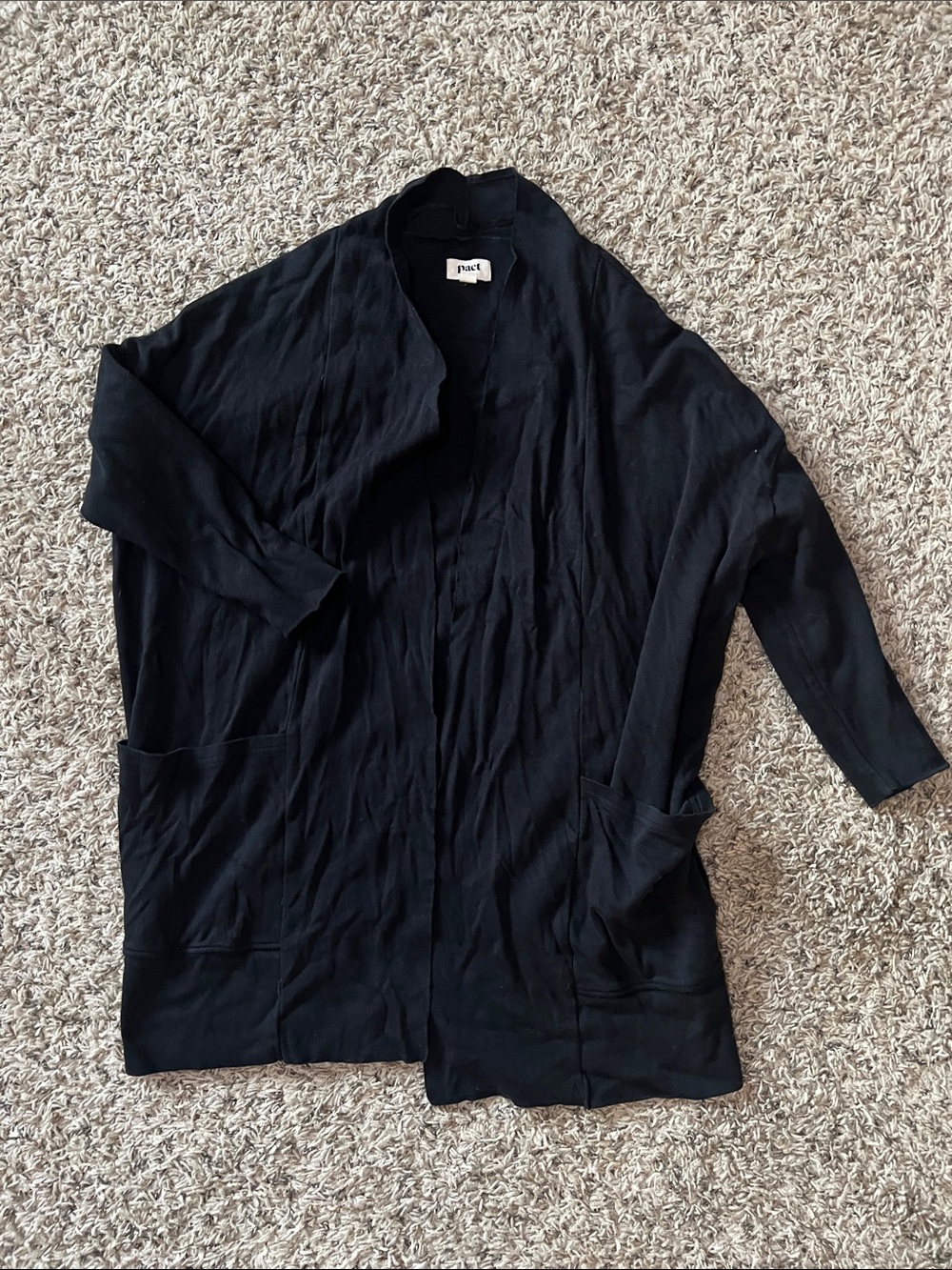 Pact Women’s Black Open-Front Hoodie Cardigan